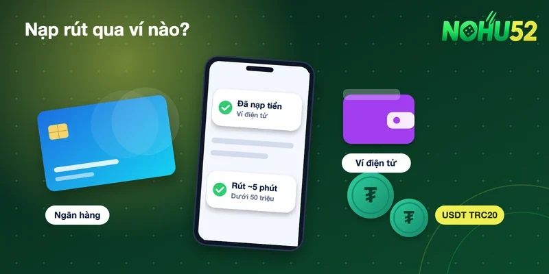 Nohu52 – Link truy cập cổng game chính thống 10/2026 34 Nạp rút Nohu52 qua ngân hàng, ví điện tử và USDT TRC20